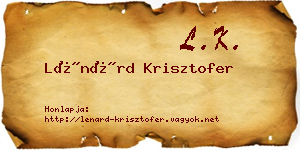 Lénárd Krisztofer névjegykártya